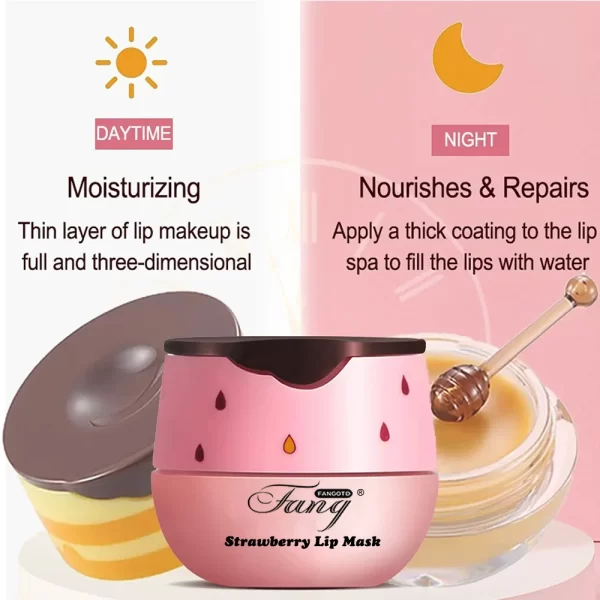 5.5g Lip Sleep Mask Night Sleep Maintenance Moisturizing Lip Gloss Bleach Cream Nourishing Lip Care Strawberry Honey - Image 3