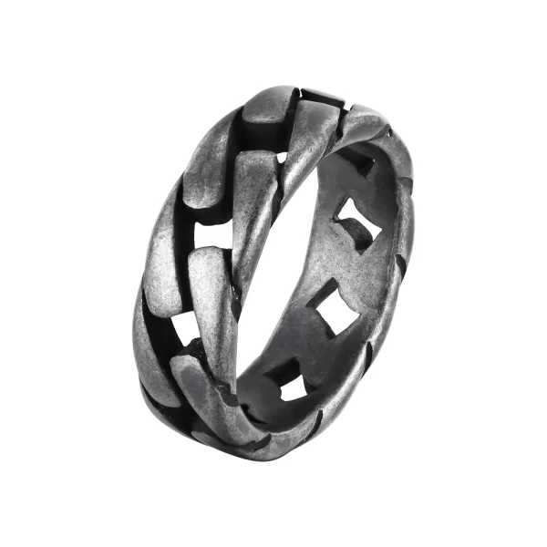 7MM Men Stainless Steel Ring for Men's Bands Hollow Hard Curb Link Chain Biker Ring - Image 10