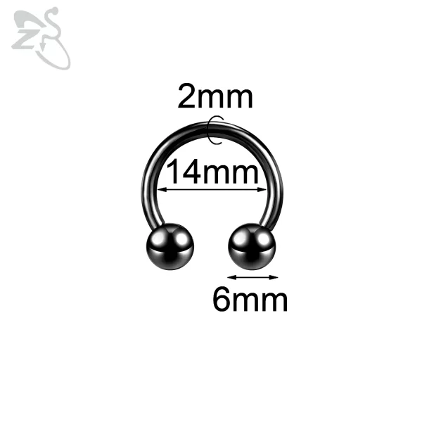 ZS 1 Piece 2/4/6/8G Black Color Stainelss Steel Horseshoe Nose Ring Men Punk Large Gauge Piercings Ear Expander Septum Piercing - Image 8