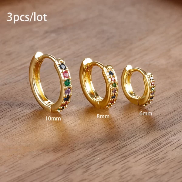 3 PCS/Set Simple Stainless Steel Crystal Small Hoop Earring Women Tiny Gold Color Cartilage Piercing Earring Minimalism Jewelry - Image 8