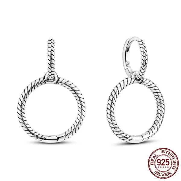 Trend Original Me Earring Silver 925 Round Circle Feather Dangle Hoop Earrings for Women Fashion Zircon CZ Earing Hoop Jewelry - Image 74