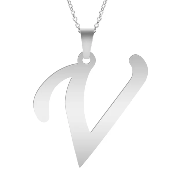 Fashion Letters A-Z Necklace for Women Men Stainless Steel High Quality English Alphabe Necklace A B C D E FGHIJKLMNOPQRSTUVWXYZ - Image 18