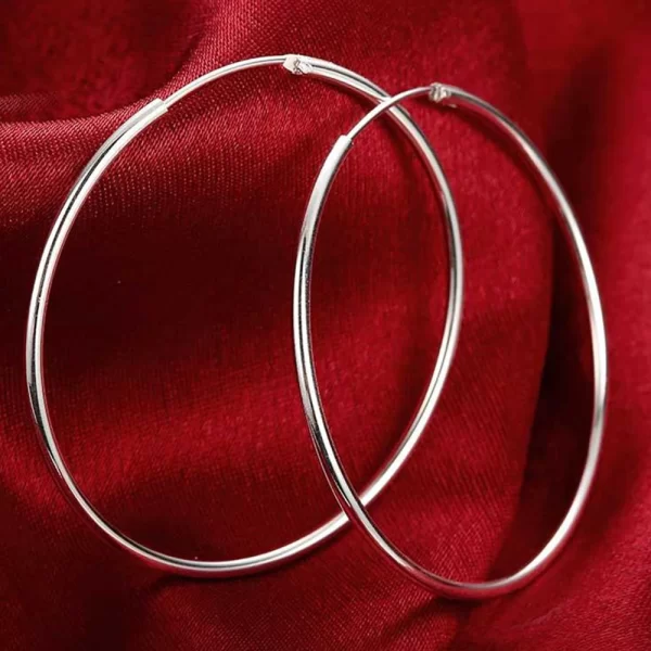 925 Sterling Silver 50MM/60MM Luxury Women's Hoops Girl Earrings Luxury Jewelry Accessories