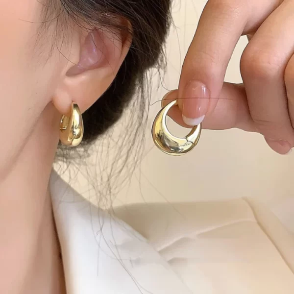 925 Sterling Silver Vintage Gold Round Earrings For Women Trendy Earring Jewelry Prevent Allergy Party Accessories Gift