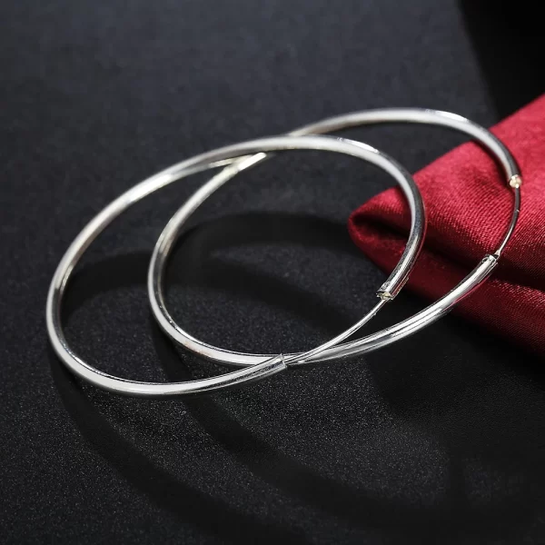 925 Sterling Silver 50MM/60MM Luxury Women's Hoops Girl Earrings Luxury Jewelry Accessories - Image 5