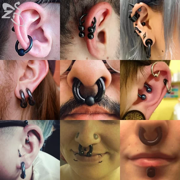 ZS 1 Piece 2/4/6/8G Black Color Stainelss Steel Horseshoe Nose Ring Men Punk Large Gauge Piercings Ear Expander Septum Piercing - Image 6