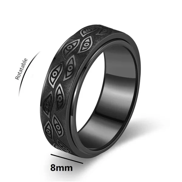 Anti Stress Stainless Steel Spinner Rings For Men Carved Demon Eye Rotatable Fidget Anxiety Joint Ring Jewelry Bague Homme - Image 10