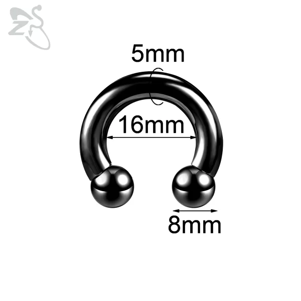 ZS 1 Piece 2/4/6/8G Black Color Stainelss Steel Horseshoe Nose Ring Men Punk Large Gauge Piercings Ear Expander Septum Piercing - Image 12