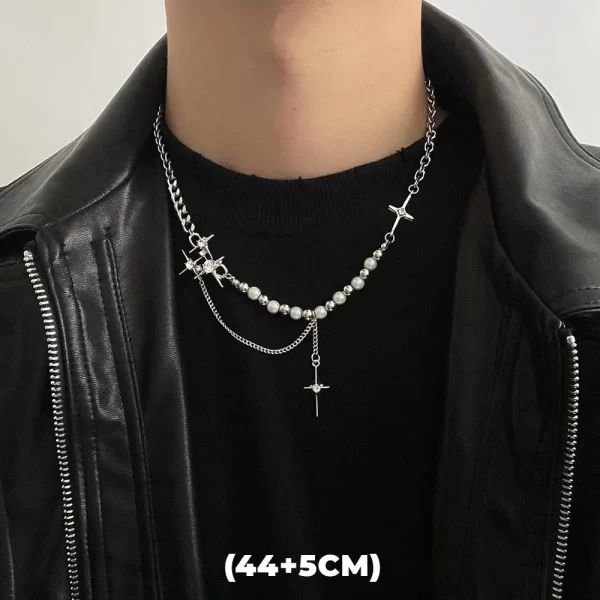 Hip Hop Zircon Star Double Layer Necklace For Men Women Trend Charm Titanium Steel Pendant Chain Unisex Jewelry Wholesale - Image 14