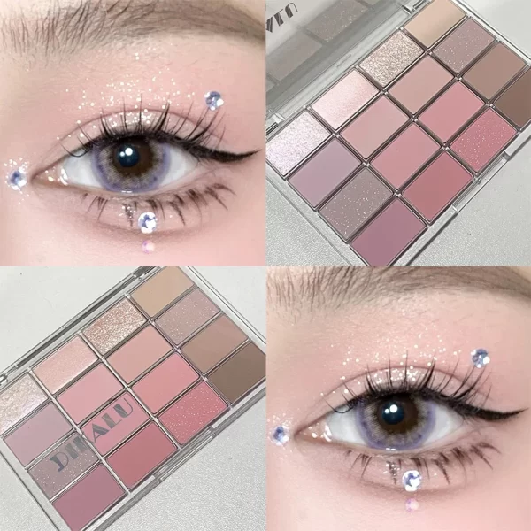 DIKALU Korean Low Saturation Eyeshadow Palette 16 Colors High Appearance Level Matte Contortion Pink Earth Naturally Bri - Image 8