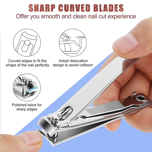 Nail Clipper,Premium Stainless Steel Fingernail and Toenail Clipper Cutters, Fingernail Clipper Cutters with Nail File Sharp. - Image 2