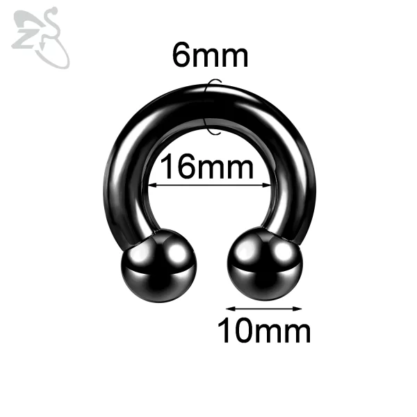 ZS 1 Piece 2/4/6/8G Black Color Stainelss Steel Horseshoe Nose Ring Men Punk Large Gauge Piercings Ear Expander Septum Piercing - Image 10