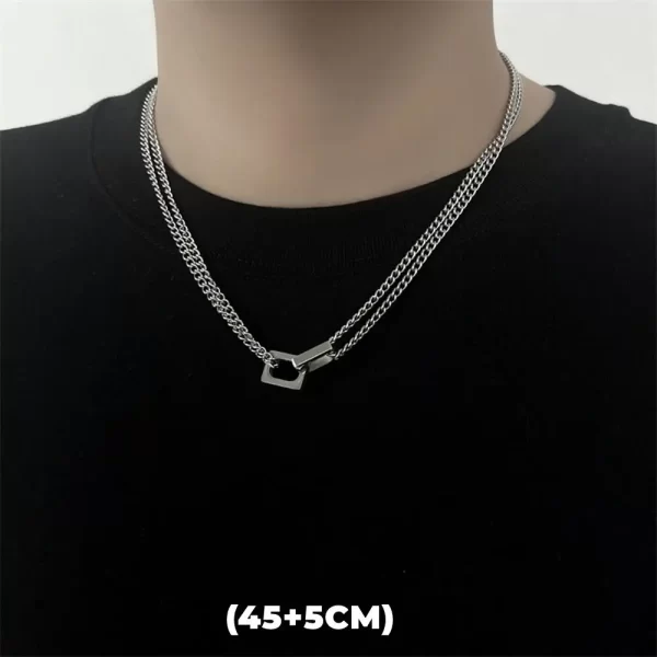 Hip Hop Zircon Star Double Layer Necklace For Men Women Trend Charm Titanium Steel Pendant Chain Unisex Jewelry Wholesale - Image 15