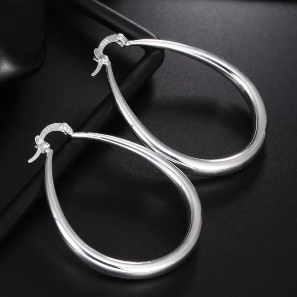 925 Sterling Silver 41MM Smooth Circle Big Hoop Earrings For Women Fashion Party Wedding Accessories Jewelry Christmas Gifts - Image 4