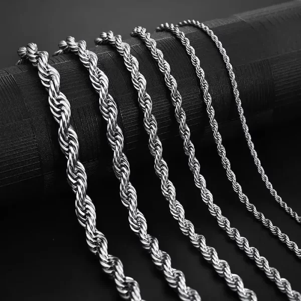 304 Stainless Steel Twist Rope Chain Necklace for Men Women PVD Gold Plated 2 3 4 5mm Width Accessories Wholesale - Image 3