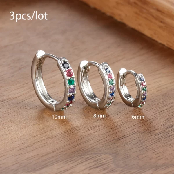 3 PCS/Set Simple Stainless Steel Crystal Small Hoop Earring Women Tiny Gold Color Cartilage Piercing Earring Minimalism Jewelry - Image 9