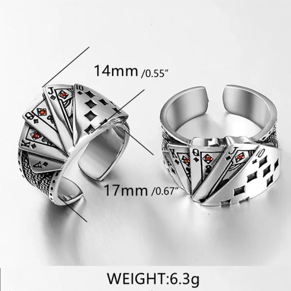 Cool Playing Card Finger Ring Open Adjustable Ring Hip Hop Lucky Band Ring - Image 6