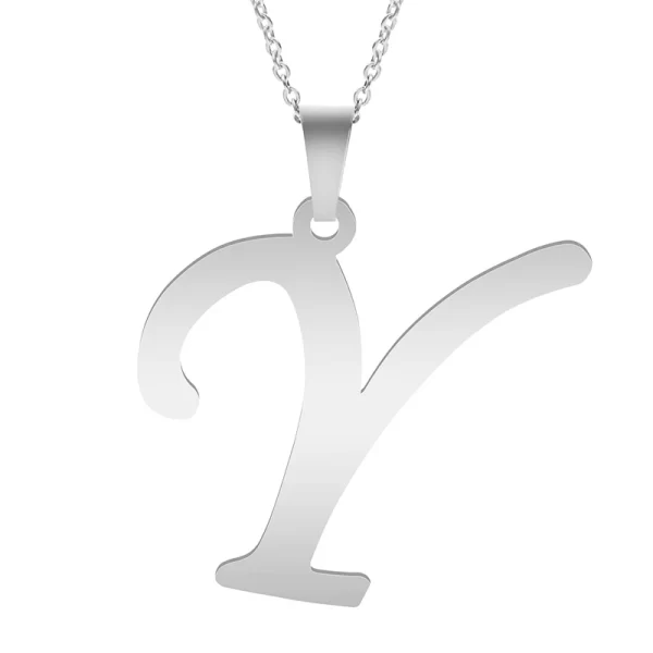 Fashion Letters A-Z Necklace for Women Men Stainless Steel High Quality English Alphabe Necklace A B C D E FGHIJKLMNOPQRSTUVWXYZ - Image 21