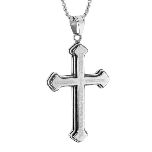 Vintage Christian Bible Text Stainless Steel Cross Pendant Necklace Punk Fashion Biker Amulet Men's Chain Necklace Jewelry Gift - Image 11