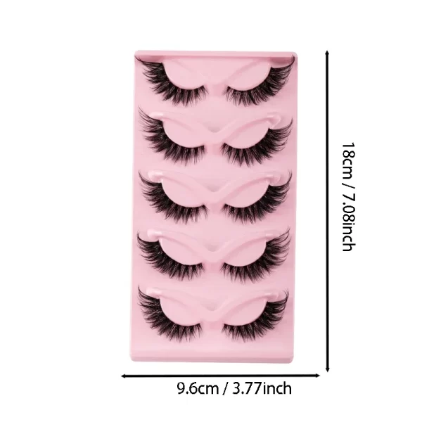 5 Pairs Cat Eye Lashes Faux Mink Eyelashes Natural long Manga Lashes Winged End Eye Elongated Eyelashes Fake Lashes Makeup - Image 4