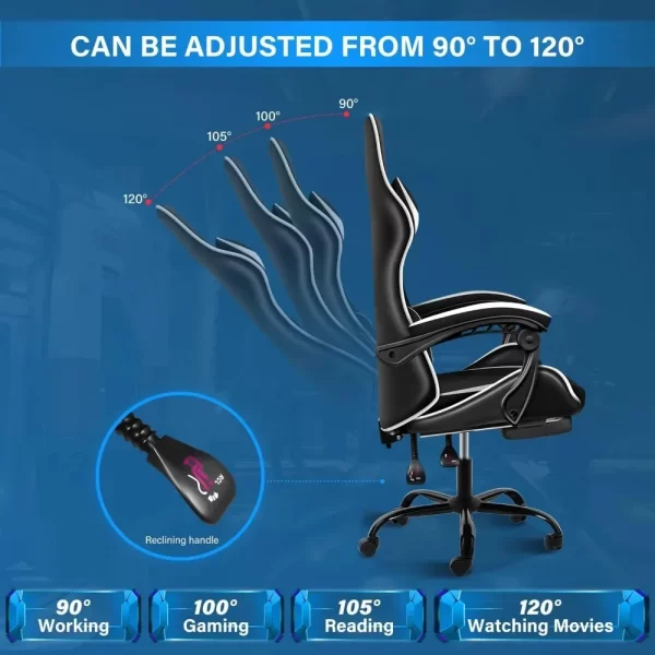 Adjustable Gaming Chair with Footrest - Image 4