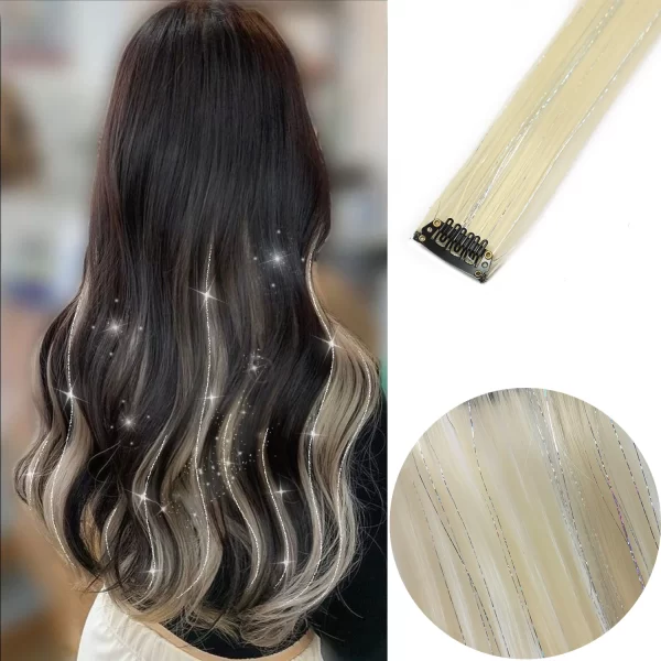 6pcs/pack Colored Party Highlights Clip in Hair Extensions for Girls 22 inches Multi-colors Straight Hair Synthetic Hairpieces - Image 39