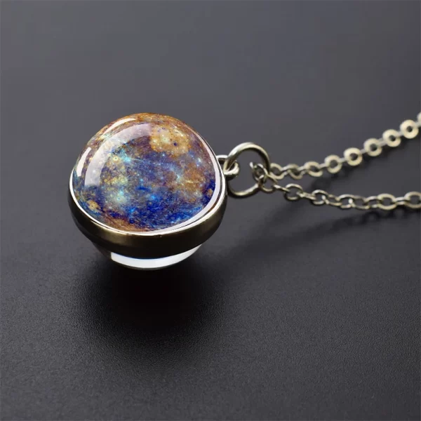 Solar System Universe Space Moon Sun Earth Planet Necklaces Two-sided Glass Ball Pendant Nebula Necklace Women Men Jewelry Gift - Image 3