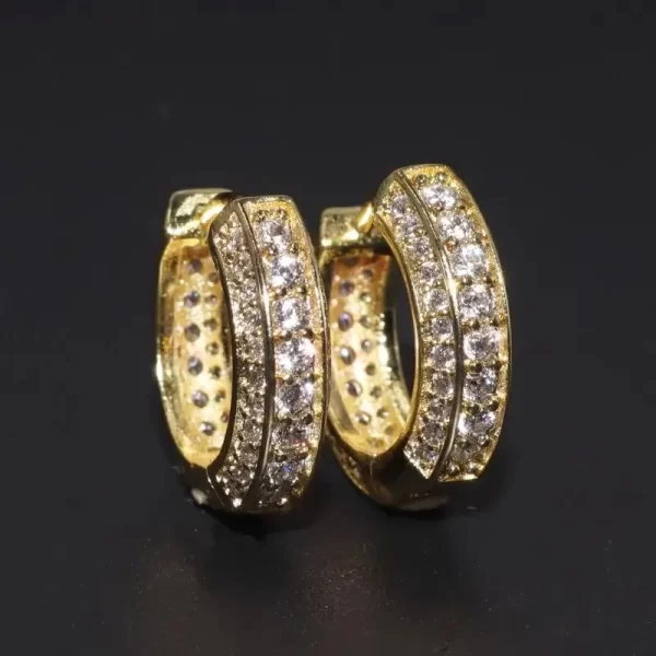 Iced Out Hoop Earrings Cubic Zirconia Huggie Cartilage Cuff Hypoallergenic Luxury Fashion Round Earrings for Men Jewelry - Image 4