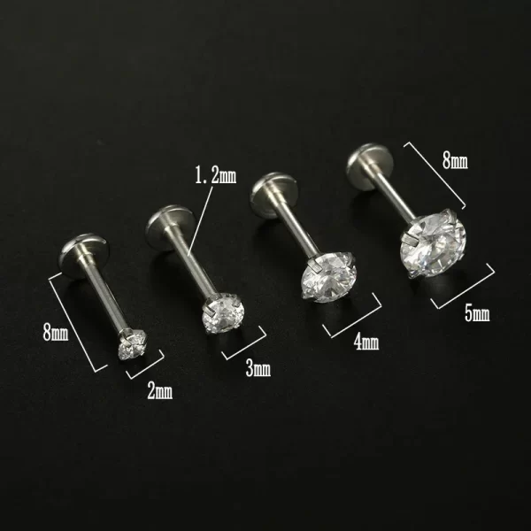 XINYI 2PCS Stainless Steel Eearring Nose Stud Cartilage Piercing Jewelry Helix Tragus Lip Flat Back Tiny Earrings for Women 18G - Image 7