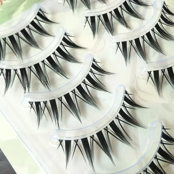 5 Pairs Natural Long Cat Eye False Eyelashes Cosplay Makeup Cross Strip Eye Lashes Handmade Manga Lashes Extension - Image 4