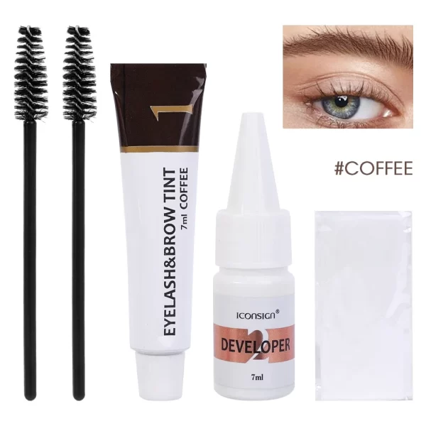 Semi Permanent Eyelash Eyebrow Dye Tint Kit 2 in 1 Waterproof Fast Dye Brow Enhance Long Lasting Black Brown Eyebrow Cosmetics - Image 7