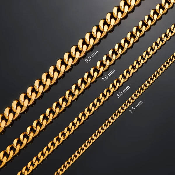 3.5mm/5mm/7mm/9mm Thickness Stainless Steel Cuban Curb Link Chain Necklace for Men Boys Silver Gold Black Color 14 to 30 Inches - Image 4