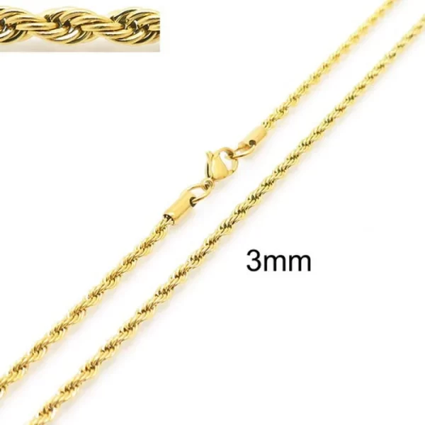 304 Stainless Steel Twist Rope Chain Necklace for Men Women PVD Gold Plated 2 3 4 5mm Width Accessories Wholesale - Image 7