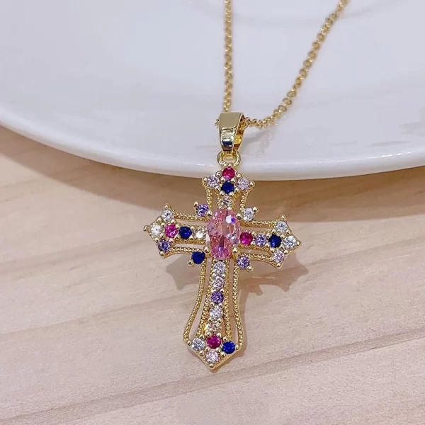 Men Women Hip Hop Zircon Cross Shiny Pendant Stainless Steel Necklace Charm Bling Exquisite Necklaces Jewelry Fashion Gifts - Image 3