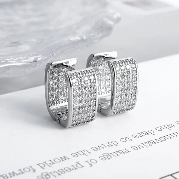 Iced Out Hoop Earrings Cubic Zirconia Huggie Cartilage Cuff Hypoallergenic Luxury Fashion Round Earrings for Men Jewelry - Image 17