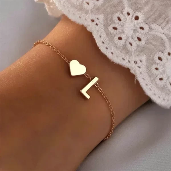 Fashion English Initial Letter Heart Bracelet DIY Personalized Name Bracelets Girls Women Anniversary Jewelry Gifts - Image 22