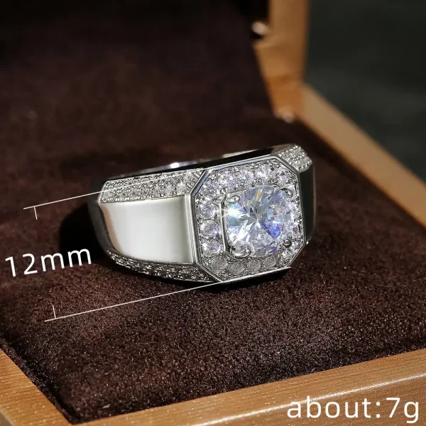 Luxury 925 Sterling Silver Men AAA Crystal Zircon Stone Wedding Ring Brilliant Noble Engagement Engage Party Plata Rings Stamp - Image 3