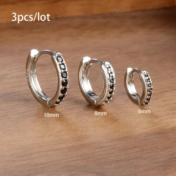 3 PCS/Set Simple Stainless Steel Crystal Small Hoop Earring Women Tiny Gold Color Cartilage Piercing Earring Minimalism Jewelry - Image 7