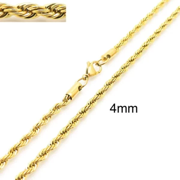 304 Stainless Steel Twist Rope Chain Necklace for Men Women PVD Gold Plated 2 3 4 5mm Width Accessories Wholesale - Image 8