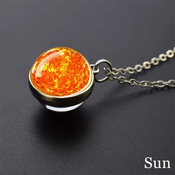 Solar System Universe Space Moon Sun Earth Planet Necklaces Two-sided Glass Ball Pendant Nebula Necklace Women Men Jewelry Gift - Image 25