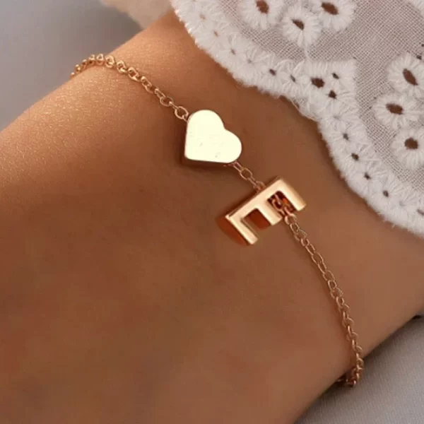 Fashion English Initial Letter Heart Bracelet DIY Personalized Name Bracelets Girls Women Anniversary Jewelry Gifts - Image 5