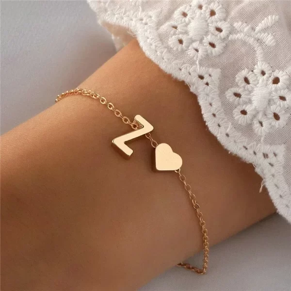 Fashion English Initial Letter Heart Bracelet DIY Personalized Name Bracelets Girls Women Anniversary Jewelry Gifts - Image 15