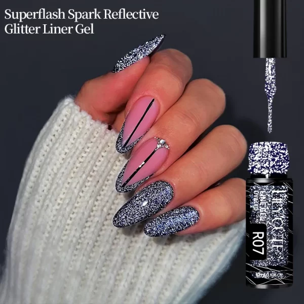 LILYCUTE 5ml Super Bright Silver Metallic Painting Liner Gel Nail Polish Drawing Stripe Graffiti Mirror Pull Line UV Gel Varnish - Image 89