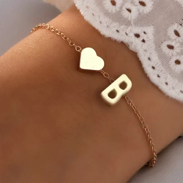 Fashion English Initial Letter Heart Bracelet DIY Personalized Name Bracelets Girls Women Anniversary Jewelry Gifts - Image 21