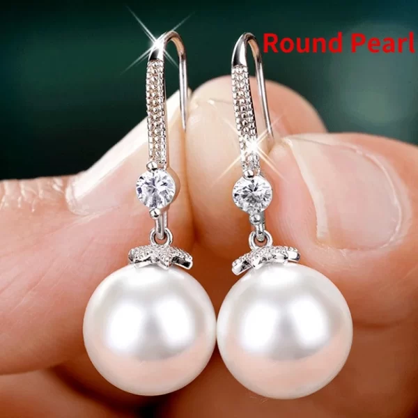 Exquisite Fashion Silver Color Water Imitation Pearls Drop Earrings for Women Shiny Red Green Round Imitation Pearls Earrings - Image 4