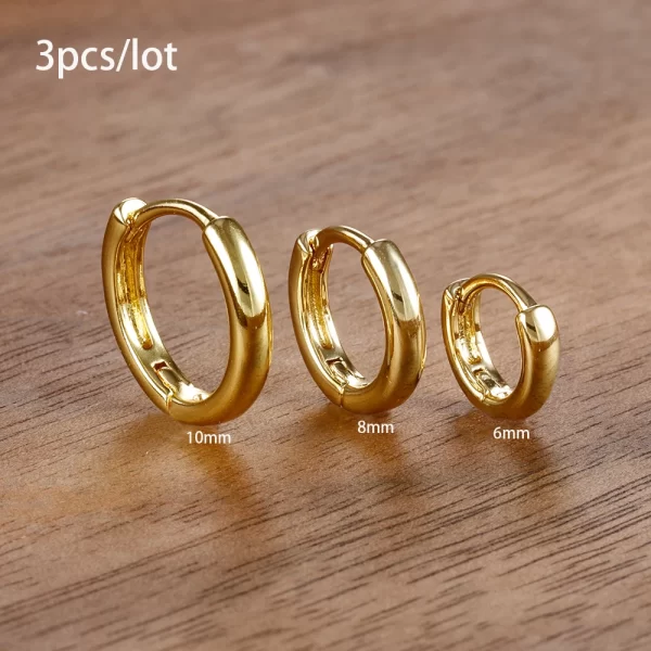 3 PCS/Set Simple Stainless Steel Crystal Small Hoop Earring Women Tiny Gold Color Cartilage Piercing Earring Minimalism Jewelry - Image 5