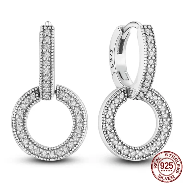 Trend Original Me Earring Silver 925 Round Circle Feather Dangle Hoop Earrings for Women Fashion Zircon CZ Earing Hoop Jewelry - Image 32