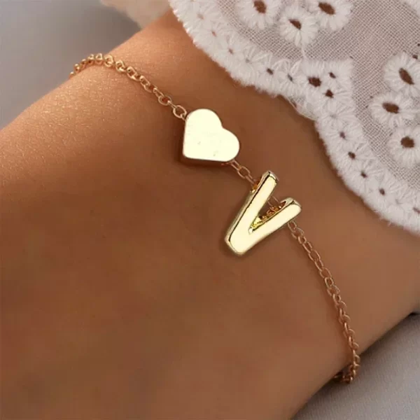 Fashion English Initial Letter Heart Bracelet DIY Personalized Name Bracelets Girls Women Anniversary Jewelry Gifts - Image 19