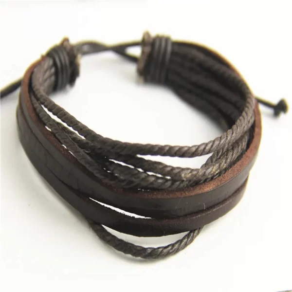 Hot Sell 100% Hand-Woven Fashion Jewelry Wrap Multilayer Leather Braided Rope Wristband Men Bracelets & Bangles For Women - Image 4