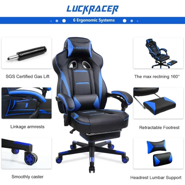 Computer Gaming Chair with Legrest - Image 6